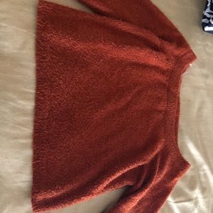 Fluffy Orange Charlotte Russe Off Shoulder Sweater